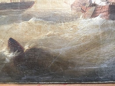 Lot 35 - English School, 19th century, oil on canvas, marine scene, signed E. K. Redmore, 26cm x 36cm