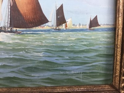 Lot 16 - William H Bishop (b.1942) two signed oil on canvas marine scenes, Blackwater Estuary, both framed