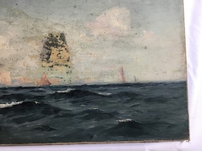 Lot 13 - Henry Moore ARA oil on canvas - Marine scene, signed, 61cm x 30.5cm, unframed