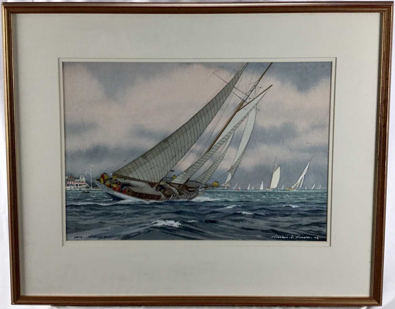 Lot 9 - Alastair Houston (Contemporary) watercolour - 'Zaca. Jubilee 01', signed and dated ‘02, 48cm x 33cm, framed