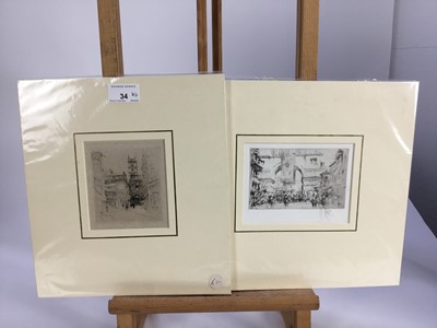 Lot 34 - William Walcott (1874-1943) four signed architectural etchings, each mounted, various sizes