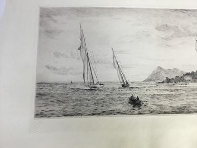 Lot 31 - Rowland Langmaid (1897-1956) signed etching, marine scene, 14cm x 41cm, unframed