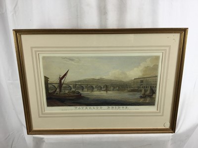 Lot 38 - Five various antique coloured London prints including the Royal Exchange, Royal Mint, Waterloo Bridge and others, each in glazed frame