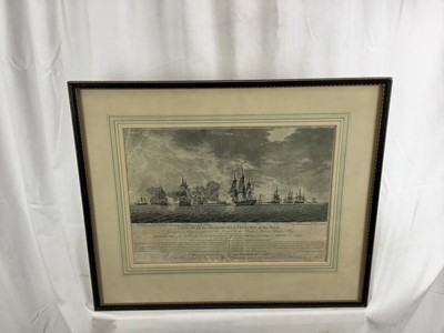 Lot 37 - Antique black and white acquatint - Memorable Victory of the Nile, 27cm x 38cm, in glazed frame