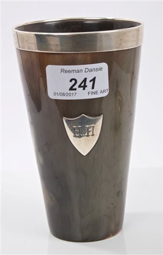 Lot 241 - Victorian Silverer mounted horn beaker of...