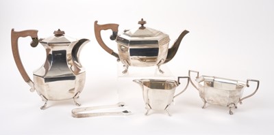 Lot 220 - Art Deco silver four piece tea set by Viners, Sheffield 1940