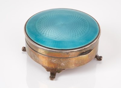Lot 221 - George v silver and turquoise blue guilloché enamel trinket box