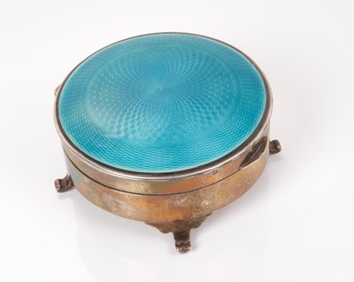 Lot 221 - George v silver and turquoise blue guilloché enamel trinket box