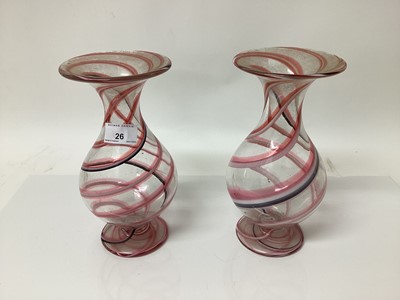 Lot 26 - Pair of twist glass vases