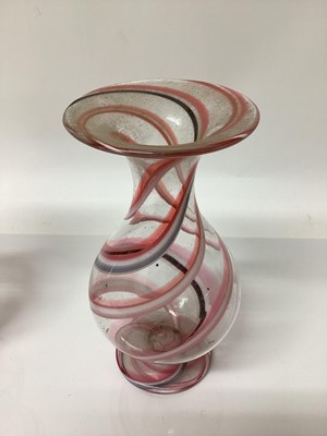Lot 26 - Pair of twist glass vases