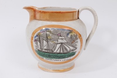 Lot 36 - A Sunderland jug and bowl depicting 'The Unfortunate London'