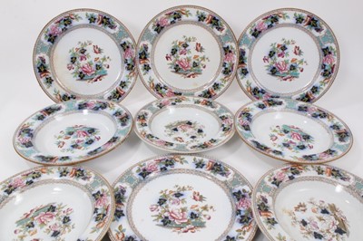 Lot 107 - Group of Victorian Mason's Ironstone dinner ware decorated in the Oriental style, including 14 dinner plates and 10 shallow dishes, various marks (14)