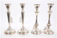 Lot 244 - Pair contemporary Silverer candlesticks of...