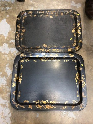 Lot 530 - Two regency papier-mâché trays of good size