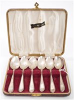 Lot 245 - Set of six 1930s Silverer coffee spoons with...