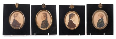 Lot 858 - Group of four early 19th century watercolour portrait miniatures on paper