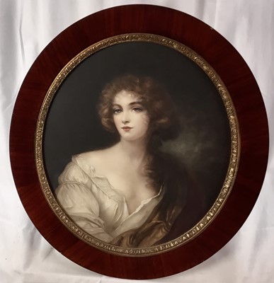 Lot 240 - Antique coloured engraving of Nell Gwynne, 37cm x 40cm, in mahogany frame with gilt slip