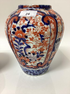 Lot 24 - Pair of 19th century Imari vases together with small Japanese bowl of Imari colours