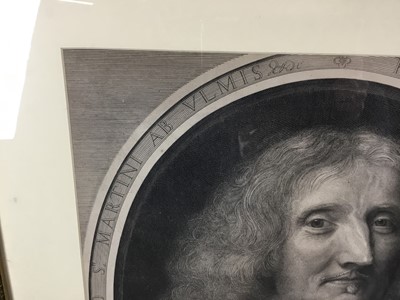 Lot 176 - Antique black and white engraving - ‘Henri Pussort, born from royalty,’ by Michael Manel of Paris, published 1675, 53cm x 44cm, in later Hogarth frame