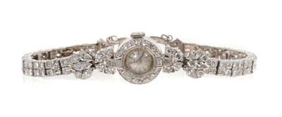 Lot 586 - Art Deco ladies' Longines diamond bracelet wristwatch