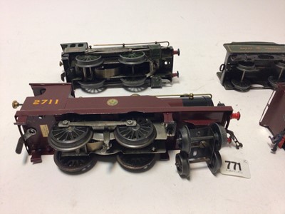 Lot 61 - Hornby O gauge LMS 4-4-0 tinplate clockwork locomotive 2711 plus tender both restored, GWR 0-4-0 tinplate clockwork locomotive 2301 plus tender (qty)