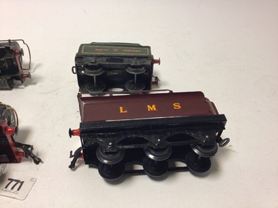 Lot 61 - Hornby O gauge LMS 4-4-0 tinplate clockwork locomotive 2711 plus tender both restored, GWR 0-4-0 tinplate clockwork locomotive 2301 plus tender (qty)