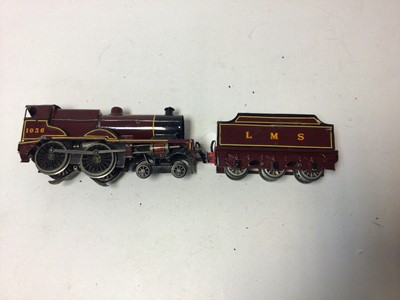 Lot 75 - Bassett-Lowke O gauge three rail LMS 4-4-0 tender locomotive 1036, (repainted) in wooden carrying case