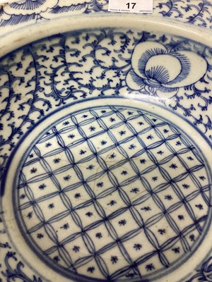 Lot 17 - 19th century Chinese blue and white wash bowl