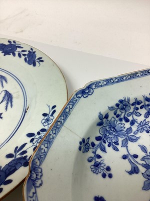 Lot 18 - Three 18th century Chinese export blue and white dishes