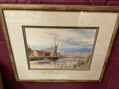 Lot 153 - Leslie L Hardy Moore (1907-1997), watercolour and bodycolour, Broadland scene