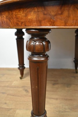 Lot 1368 - Victorian style figured walnut and inlaid dining table with two additional leaves