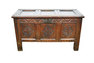 Lot 1370 - Good 17th century carved oak coffer