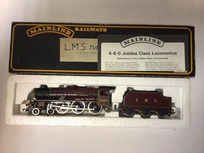 Lot 186 - Mainline OO gauge locomotives including BR black  4-6-0 Manor Class 'Erlestoke Manor' tender locomotive 7812, boxed 37-079, LMS Maroon 4-6-0 Jubilee 5XP Class 'Leander' tender locomotive 5690, boxe...