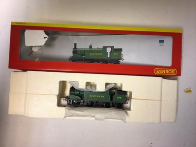 Lot 195 - Hornby OO gauge locomotives including LNER lined Black 0-6-2T Class N2 Tank locomotive 4753, boxed R2269, SR Green 0-4-4T Class M7 Tank locomotive 111, boxed R2625, BR Black 2-8-0T Class 42XX Tank...