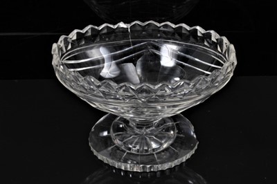 Lot 68 - Four 19th century cut glass oval footed dishes with star cut bases, including one pair 17cm wide, and two others