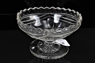 Lot 68 - Four 19th century cut glass oval footed dishes with star cut bases, including one pair 17cm wide, and two others