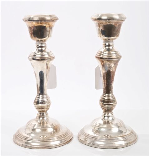 Lot 258 - Pair contemporary Silverer candlesticks of...
