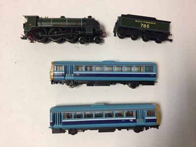Lot 200 - Hornby OO gauge locomotives including BR two tone blue with yellow ends Provincial Sector Twin railbus Class 142 , 55639 & 55589, boxed R867 and The Royal Mail Great British Railways collection Lim...