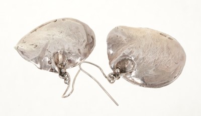Lot 440 - Pair of cast silver earrings modelled as oyster shells, by Michael Bolton