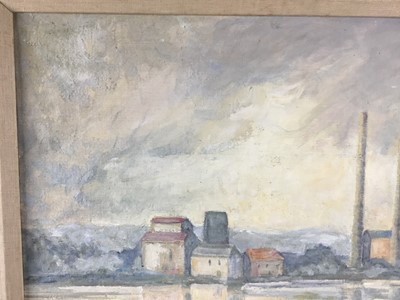 Lot 36 - Emilie Gladys Pritchard (1894-1989) oil on board - ' The Stour at Manningtree' 59cm x 49cm, in mount without frame, Colchester Arts Society Exhibition label verso