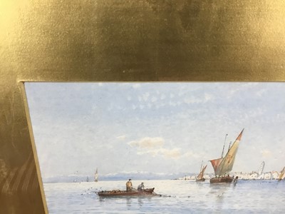 Lot 75 - George Stanfield Waters watercolour - At Palestrina, Venice, signed, 15cm x 25cm in gilt frame