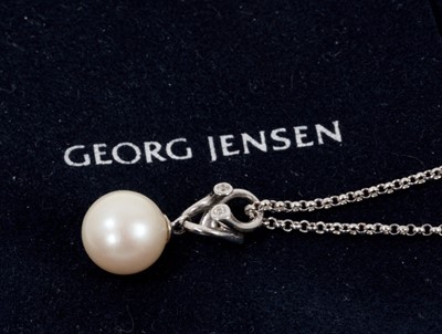Lot 417 - Georg Jensen ‘Magic Collection’ 18ct white gold freshwater cultured pearl necklace