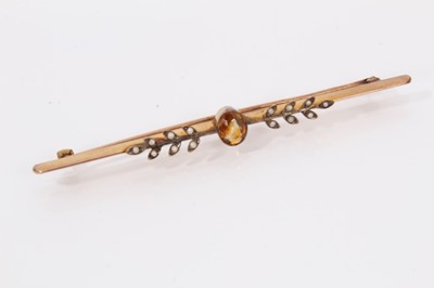 Lot 420 - Group of seven Victorian and Edwardian gold gem set and seed pearl bar brooches