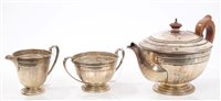 Lot 266 - 1930s three piece Silverer tea set -...