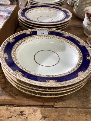Lot 33 - Set of twelve Copeland blue, white and gilt bowls