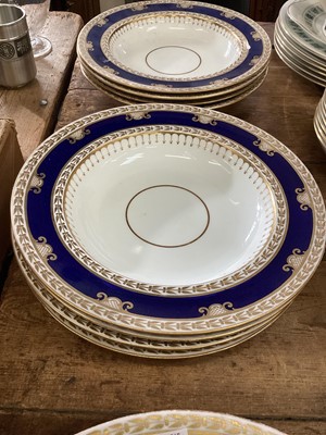 Lot 33 - Set of twelve Copeland blue, white and gilt bowls