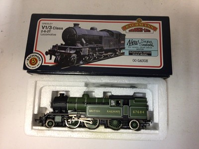 Lot 175 - Bachmann OO gauge locomotives including GWR Green 2-6-0 93XX Class Mogul tender locomotive 9319, boxed 31-801, Malachite Southern Green 2-6-0 N Class tender locomotive 1864, boxed 32-155, BR Doncas...