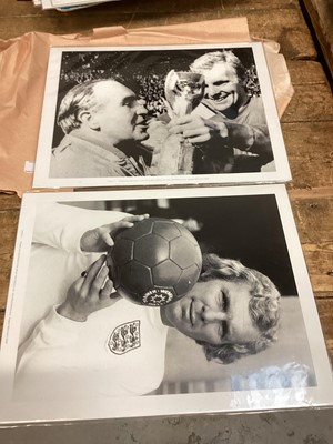 Lot 38 - Bobby Moore prints, West Ham and England, together with 1970 Esso coin set