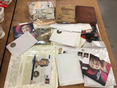 Lot 221 - Bag of stamps, a box of postcards and a bag of coins