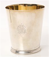 Lot 271 - George III Silverer beaker of tapering form,...